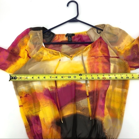 NWT Alfani Tie Dye Two Piece Boho Top Shirt Natural Sunset Size 4 - Picture 8 of 10